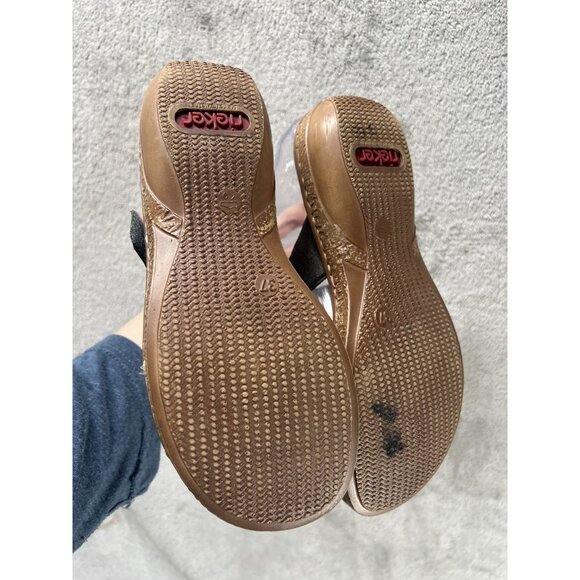 Rieker Women’s 7 EU 37 Silver Embellished Bronze Strappy Leather Flat Sandals - Picture 6 of 8